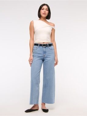 Abercrombie & Fitch High Rise Cropped Wide Leg Jeans 26 2 short
